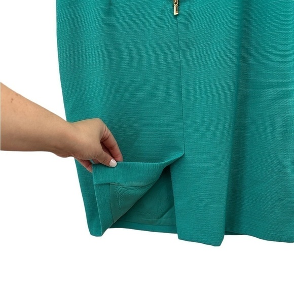 Tahari Sheath Dress Size 6 Turquoise Lined Interview Wedding Guest Business - Picture 7 of 7